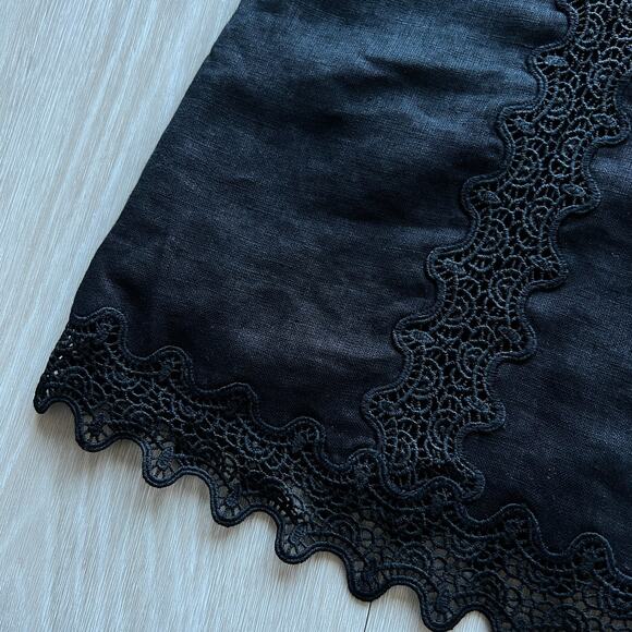 J Crew Lace Trim Shift Dress Linen Size 2 Black - Picture 10 of 12